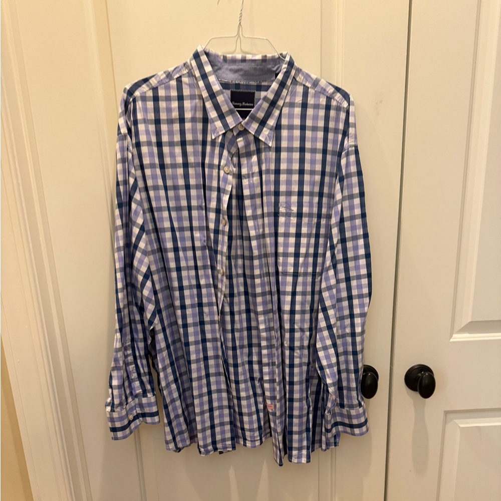 Tommy Bahama Blue and White Checkered Shirt